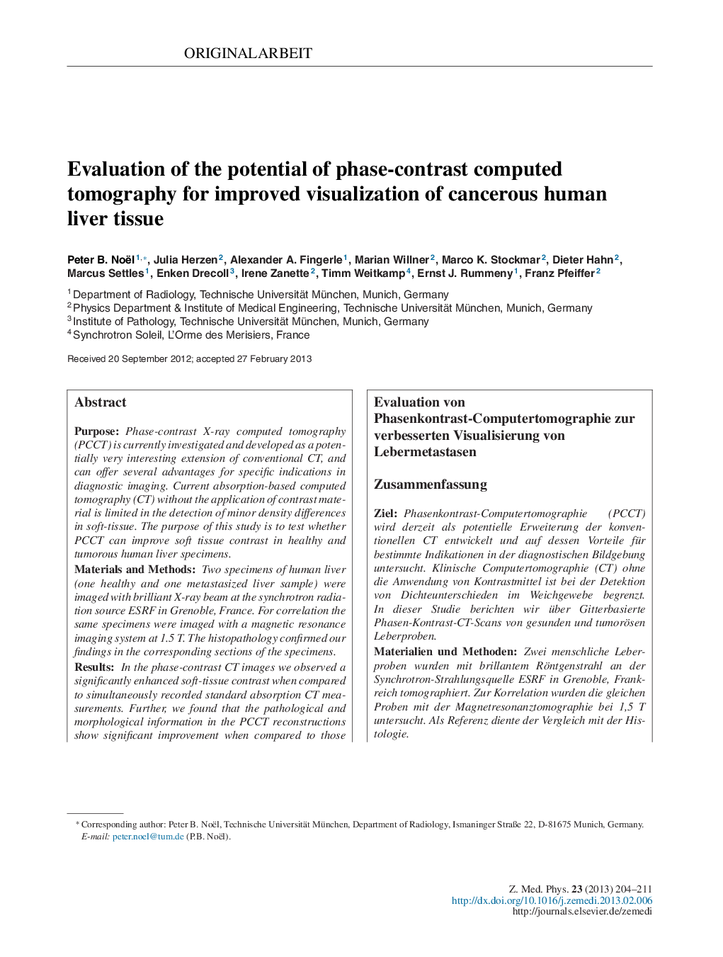 Evaluation of the potential of phase-contrast computed tomography for improved visualization of cancerous human liver tissue