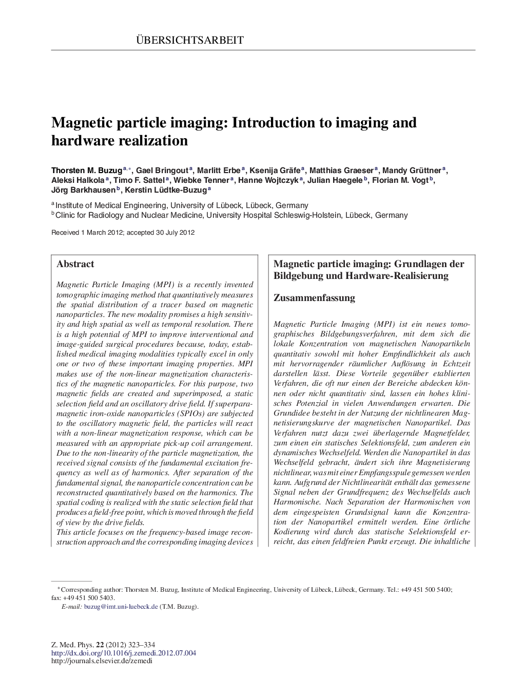 Magnetic particle imaging: Introduction to imaging and hardware realization