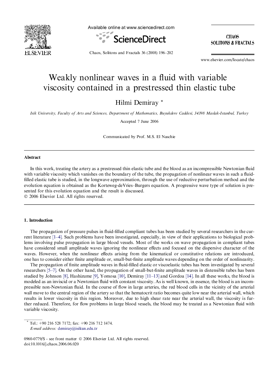 Weakly nonlinear waves in a fluid with variable viscosity contained in a prestressed thin elastic tube