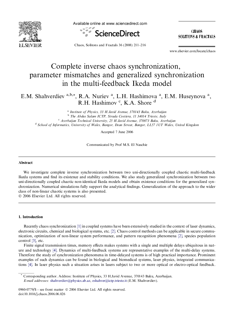 Complete inverse chaos synchronization, parameter mismatches and generalized synchronization in the multi-feedback Ikeda model