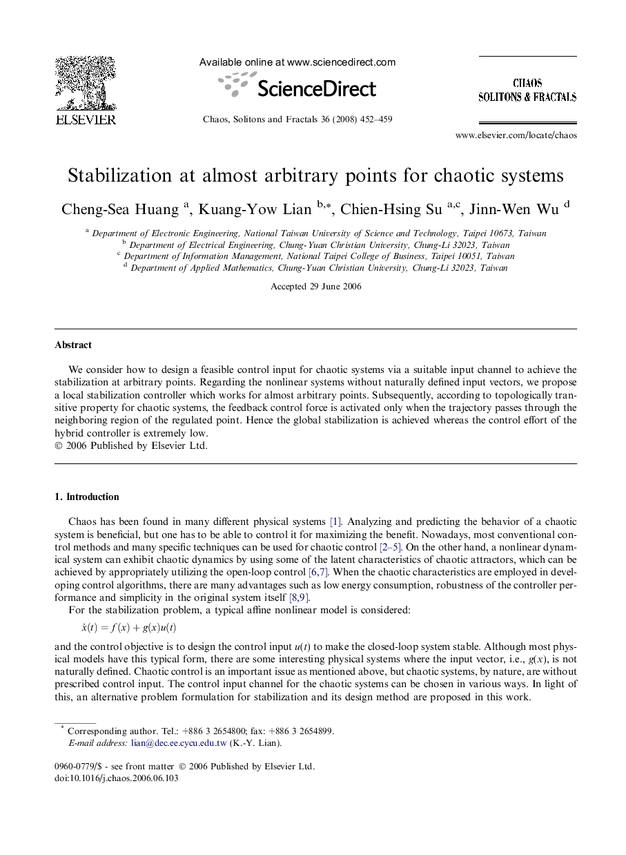 Stabilization at almost arbitrary points for chaotic systems