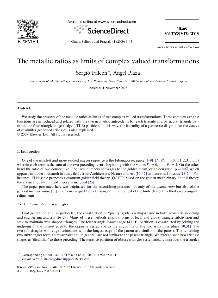 عکس صفحه اول مقاله: The metallic ratios as limits of complex valued transformations The metallic ratios as limits of complex valued transformations
