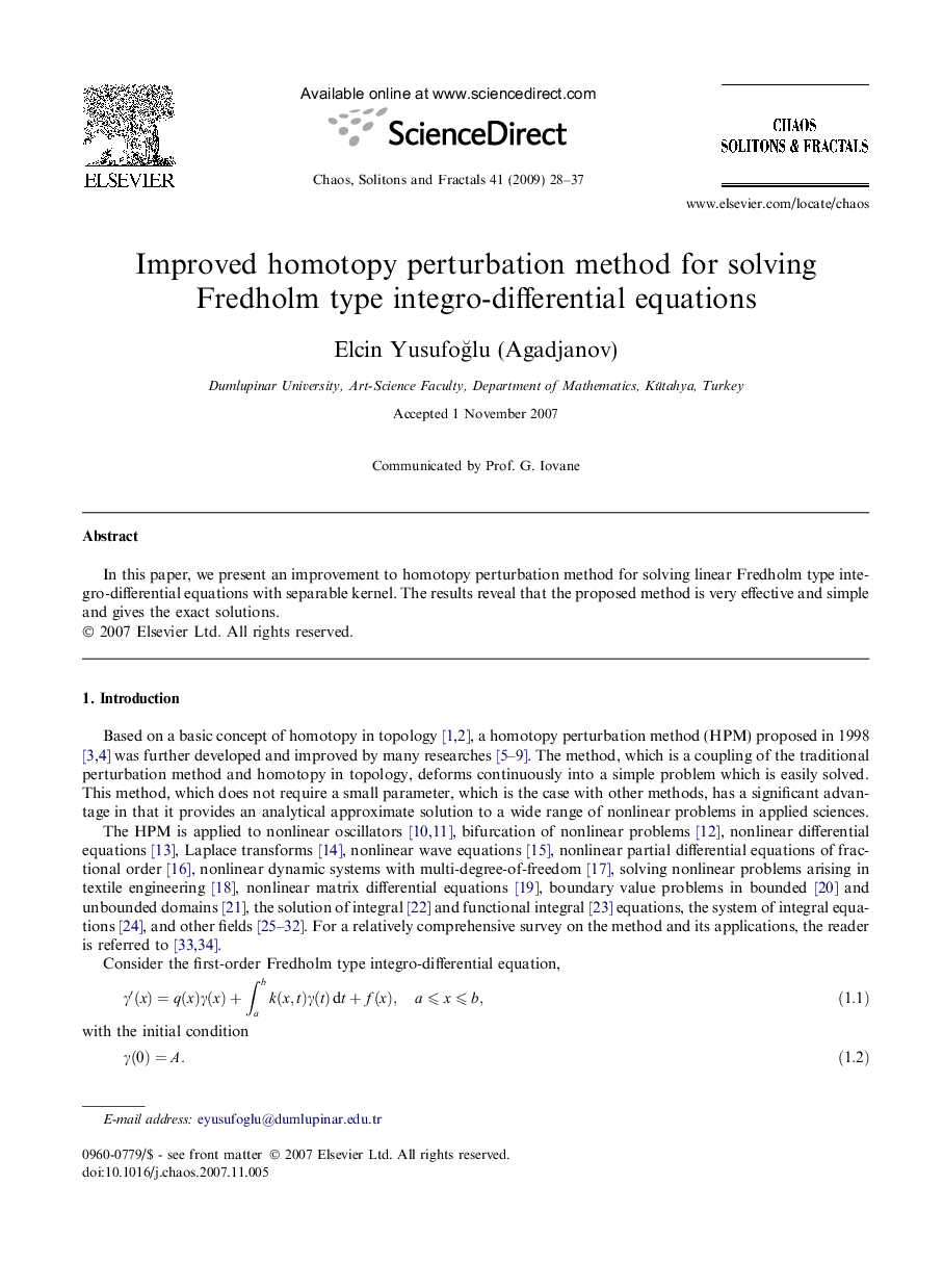 Improved homotopy perturbation method for solving Fredholm type integro-differential equations