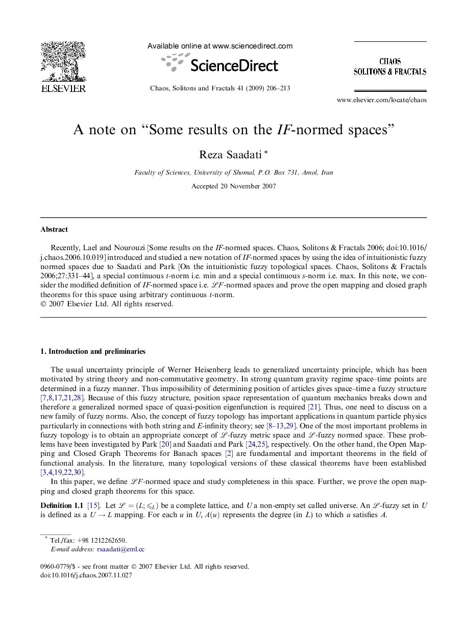 A note on “Some results on the IF-normed spaces”