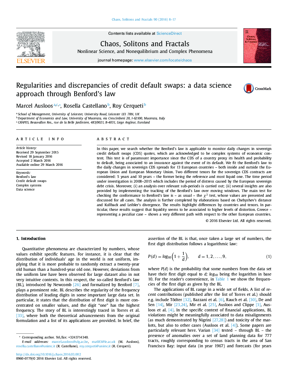 Regularities and discrepancies of credit default swaps: a data science approach through Benford's law