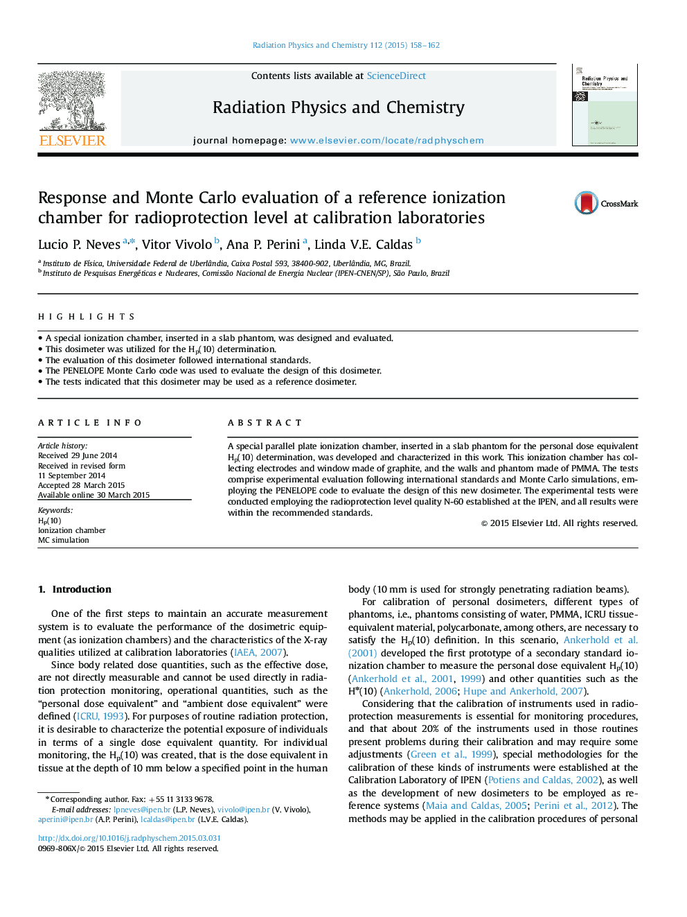 Response and Monte Carlo evaluation of a reference ionization chamber for radioprotection level at calibration laboratories