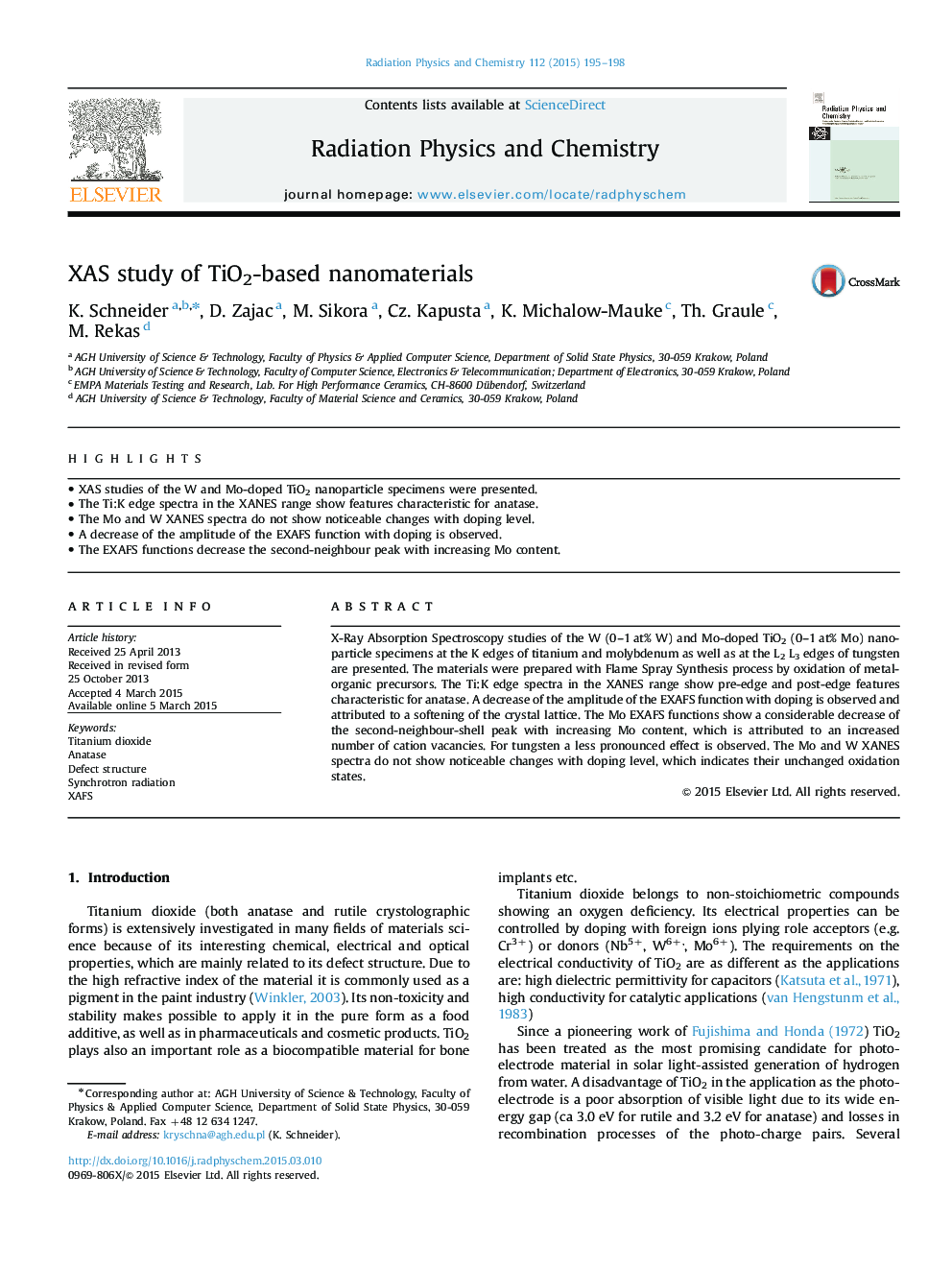 XAS study of TiO2-based nanomaterials