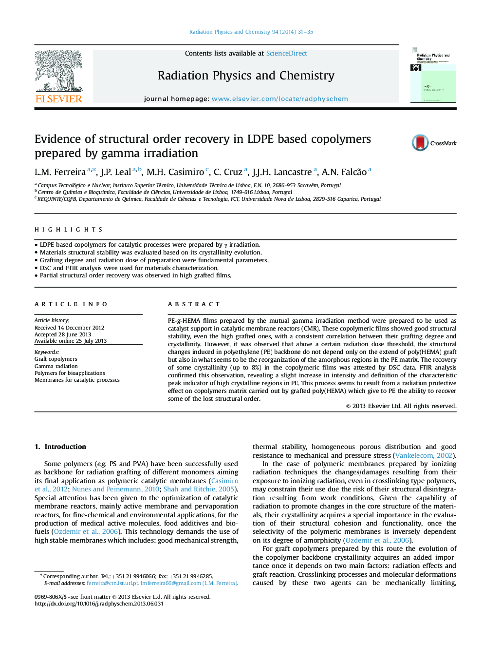 Evidence of structural order recovery in LDPE based copolymers prepared by gamma irradiation