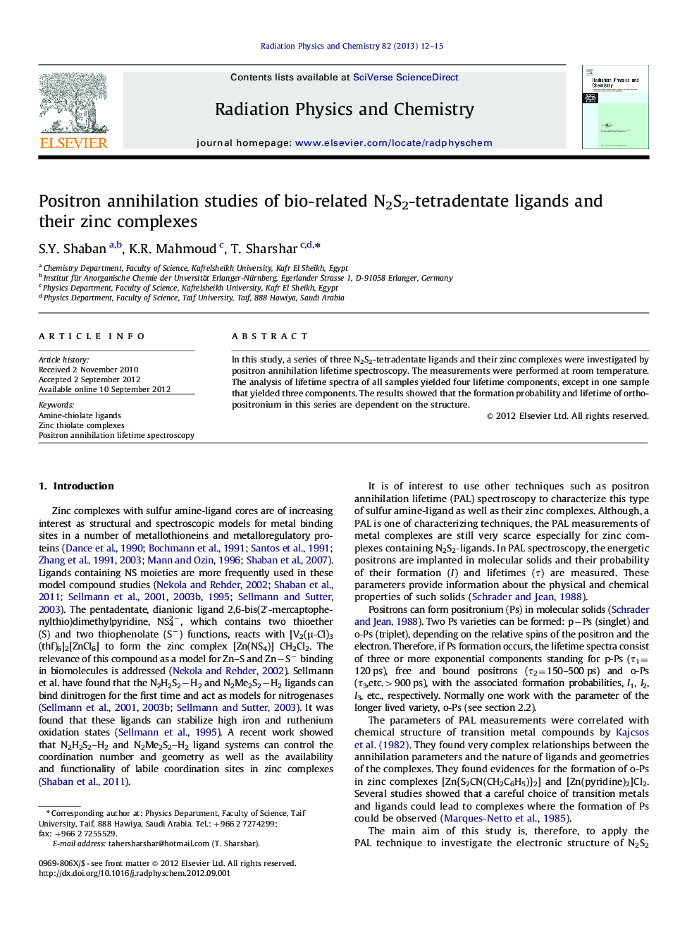 Positron annihilation studies of bio-related N2S2-tetradentate ligands and their zinc complexes