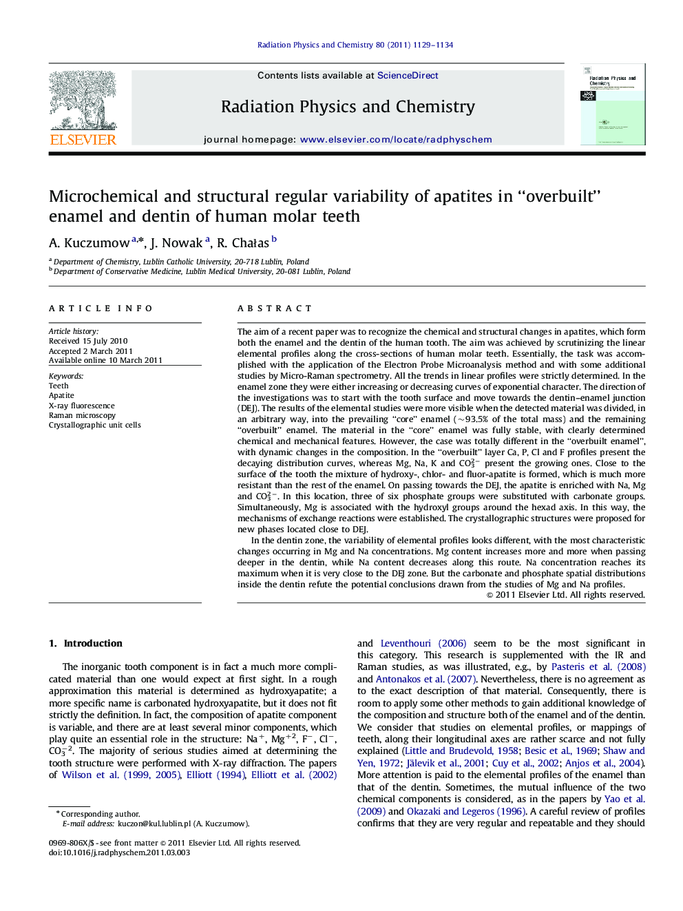 Microchemical and structural regular variability of apatites in “overbuilt” enamel and dentin of human molar teeth