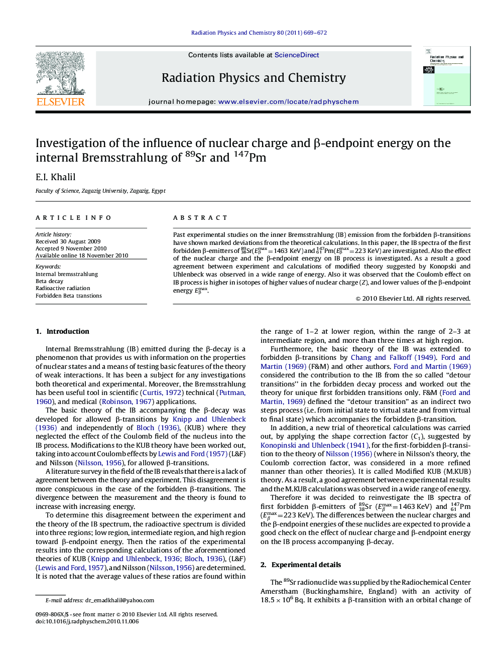 Investigation of the influence of nuclear charge and β-endpoint energy on the internal Bremsstrahlung of 89Sr and 147Pm