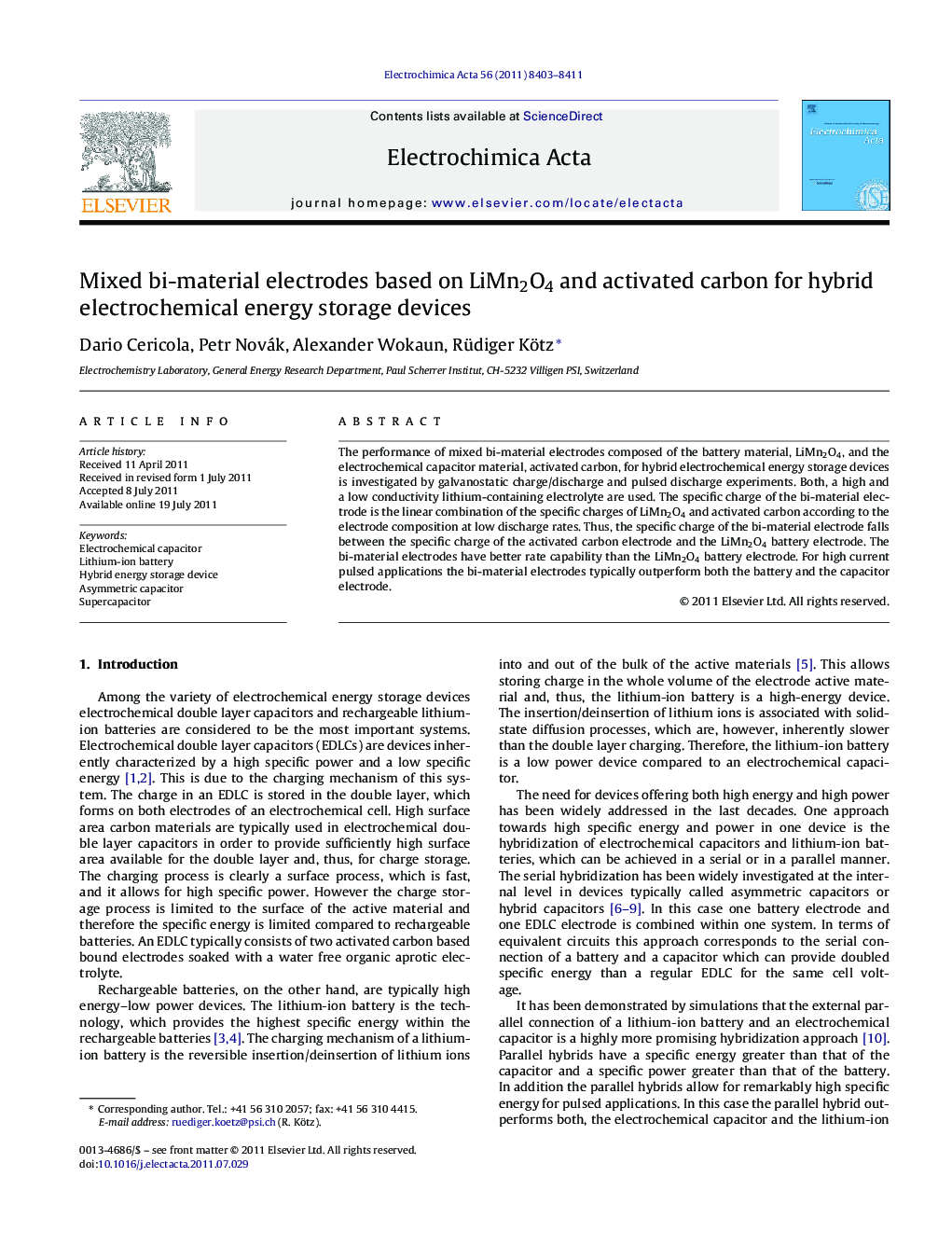 Mixed bi-material electrodes based on LiMn2O4 and activated carbon for hybrid electrochemical energy storage devices