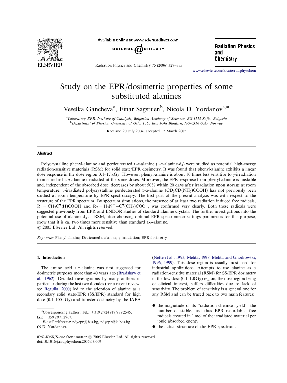 Study on the EPR/dosimetric properties of some substituted alanines