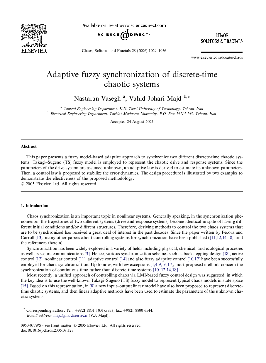 Adaptive fuzzy synchronization of discrete-time chaotic systems