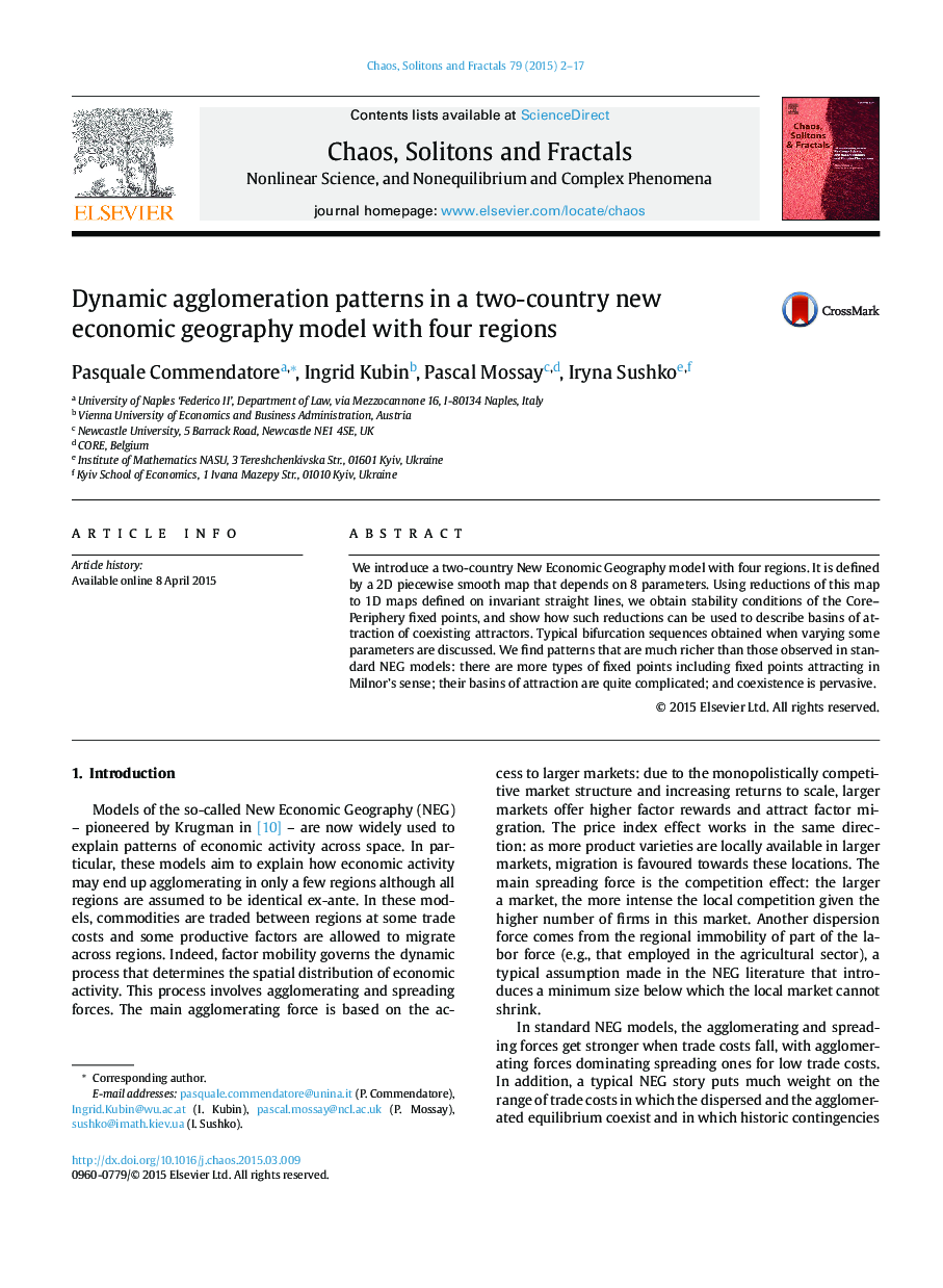 Dynamic agglomeration patterns in a two-country new economic geography model with four regions