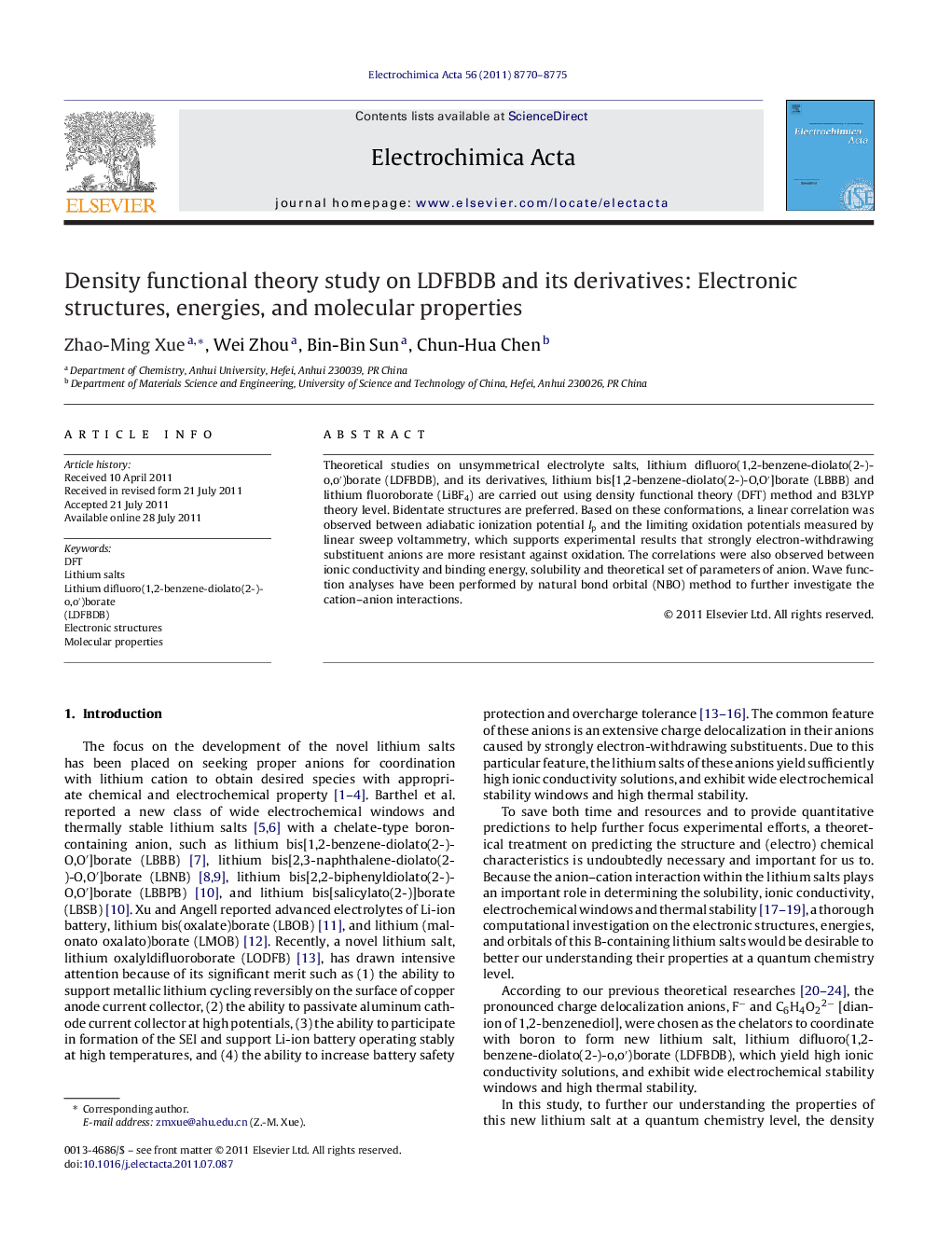 Density functional theory study on LDFBDB and its derivatives: Electronic structures, energies, and molecular properties