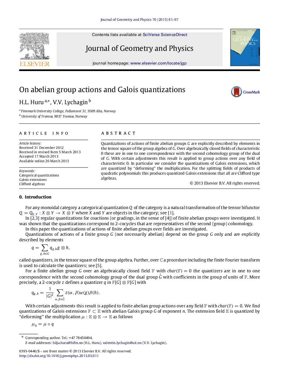 On abelian group actions and Galois quantizations