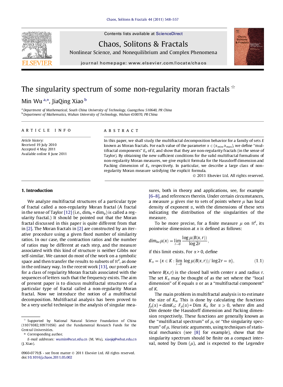 The singularity spectrum of some non-regularity moran fractals 