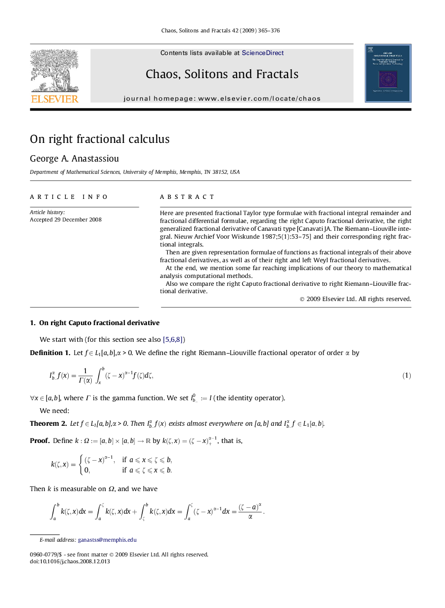 On right fractional calculus