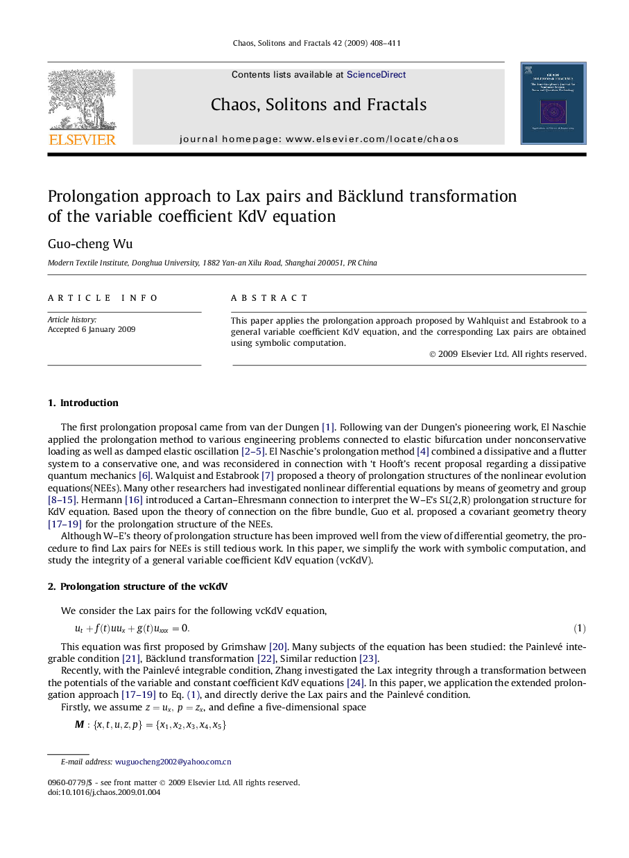 Prolongation approach to Lax pairs and Bäcklund transformation of the variable coefficient KdV equation