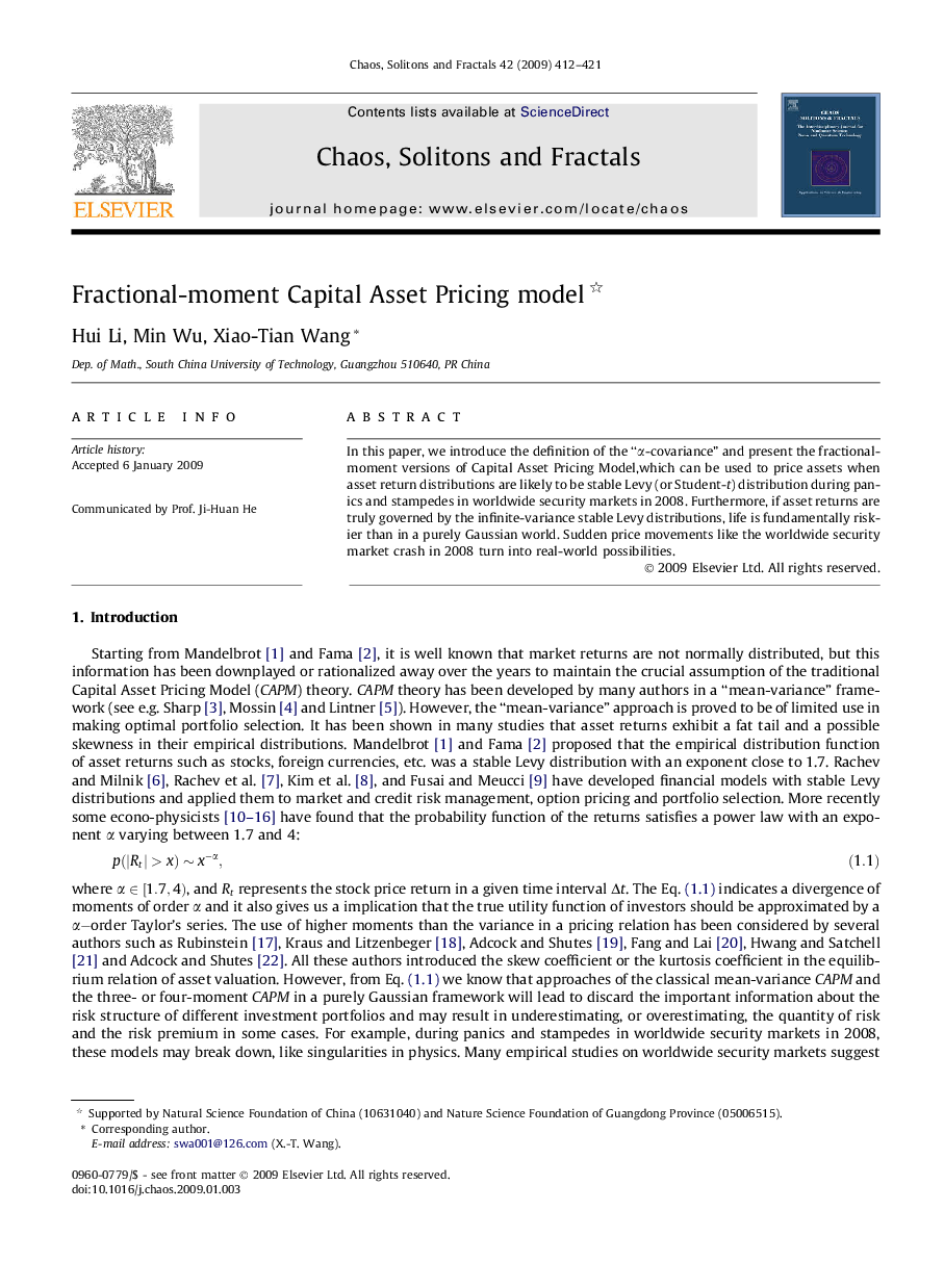 Fractional-moment Capital Asset Pricing model 