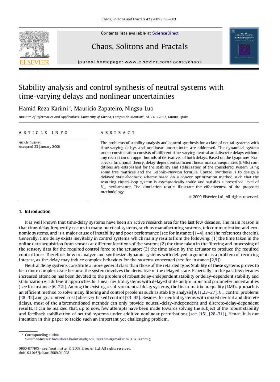 Stability analysis and control synthesis of neutral systems with time-varying delays and nonlinear uncertainties