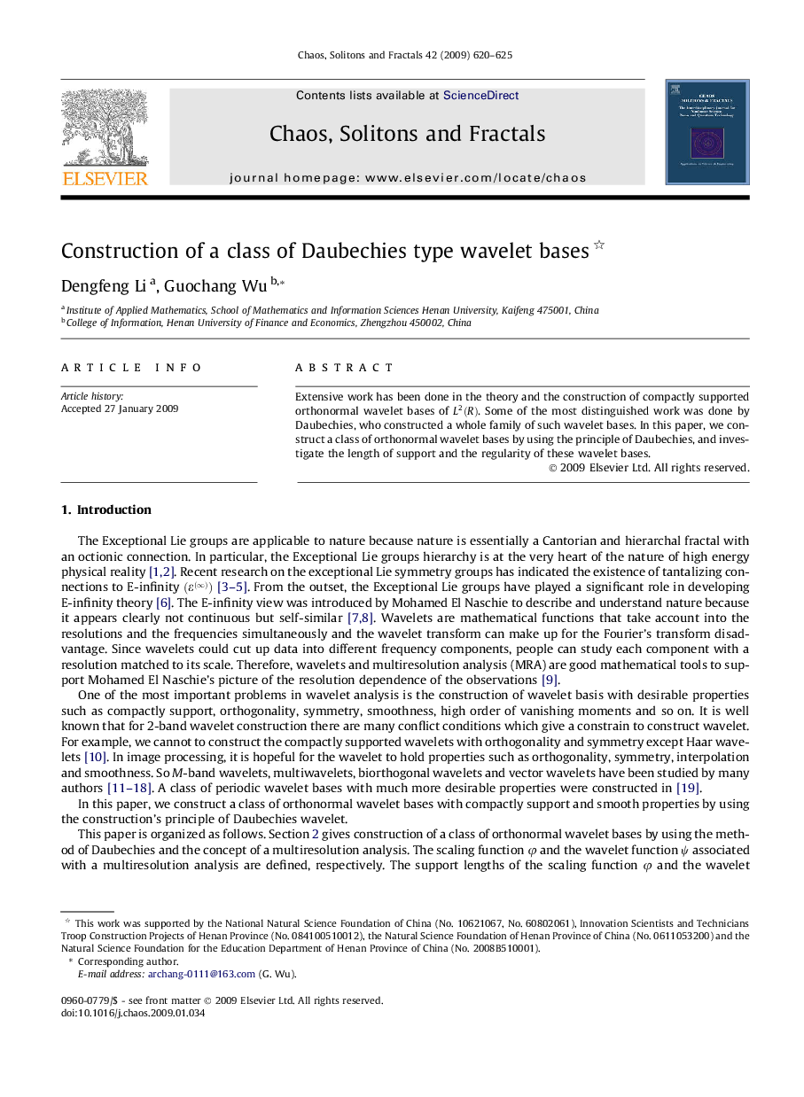 Construction of a class of Daubechies type wavelet bases 