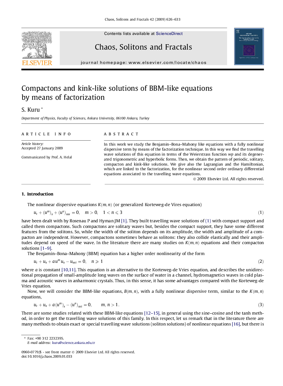 Compactons and kink-like solutions of BBM-like equations by means of factorization