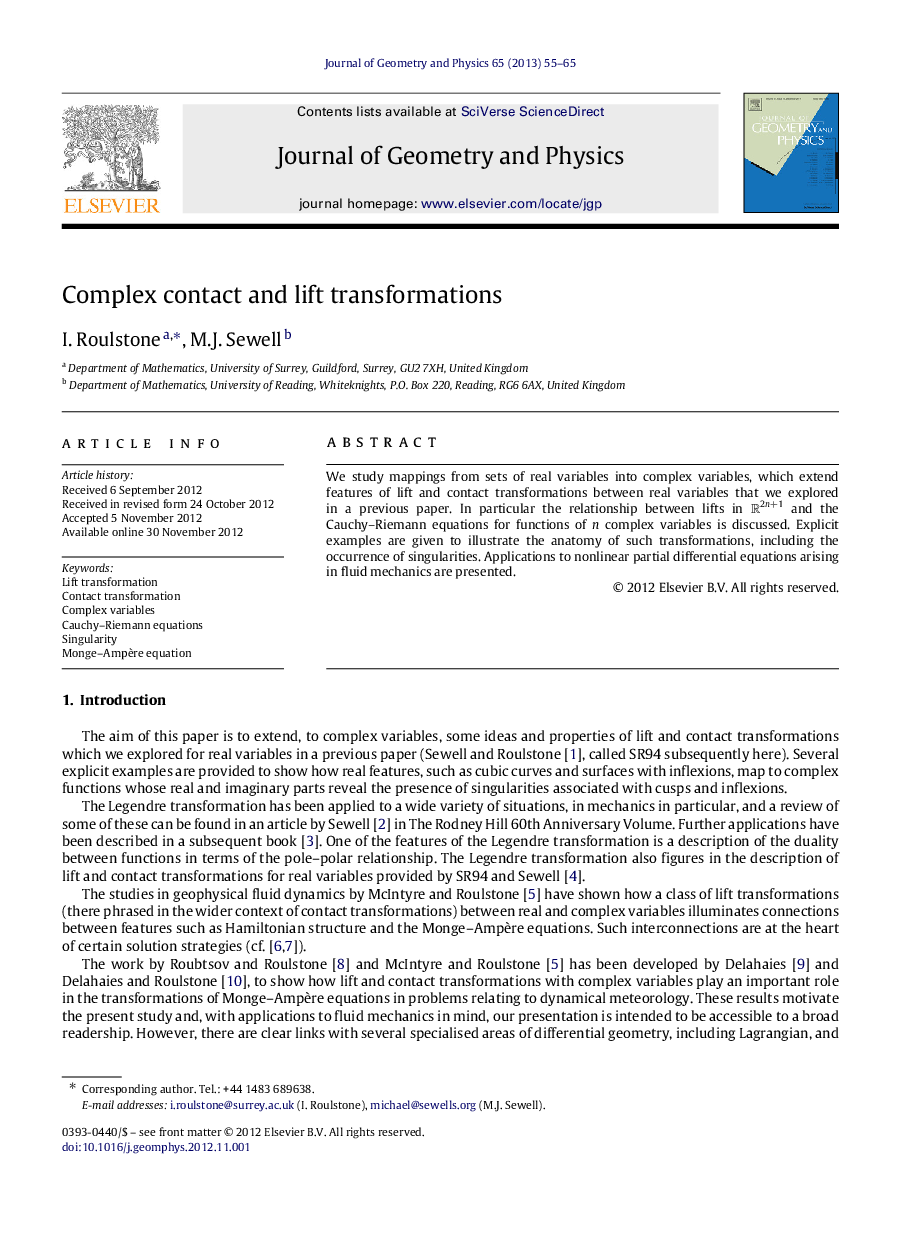 Complex contact and lift transformations