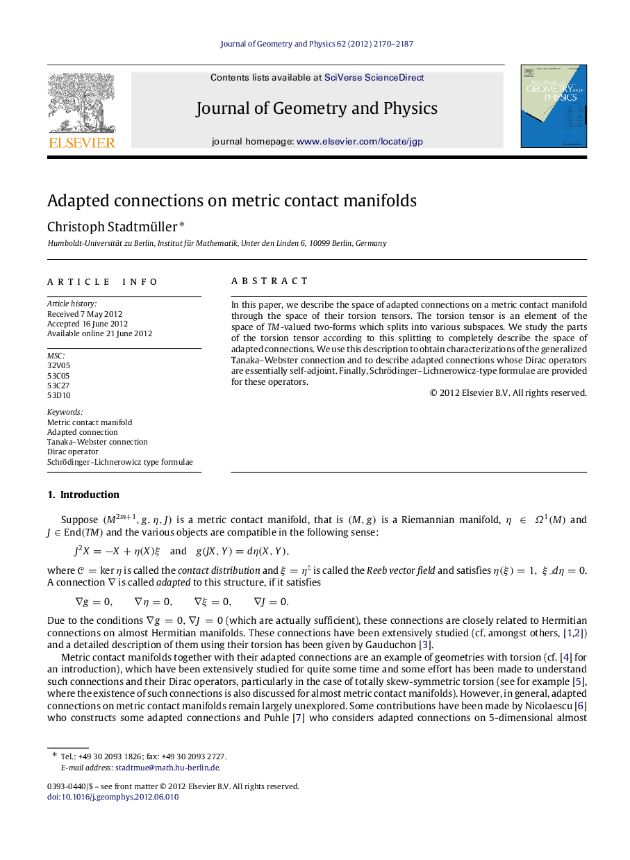 Adapted connections on metric contact manifolds