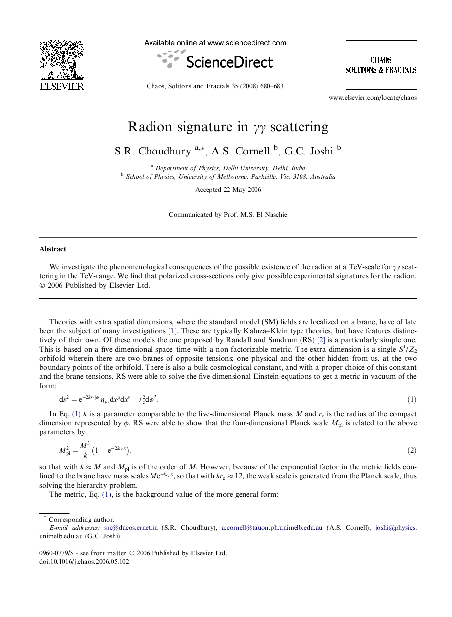 Radion signature in Î³Î³ scattering