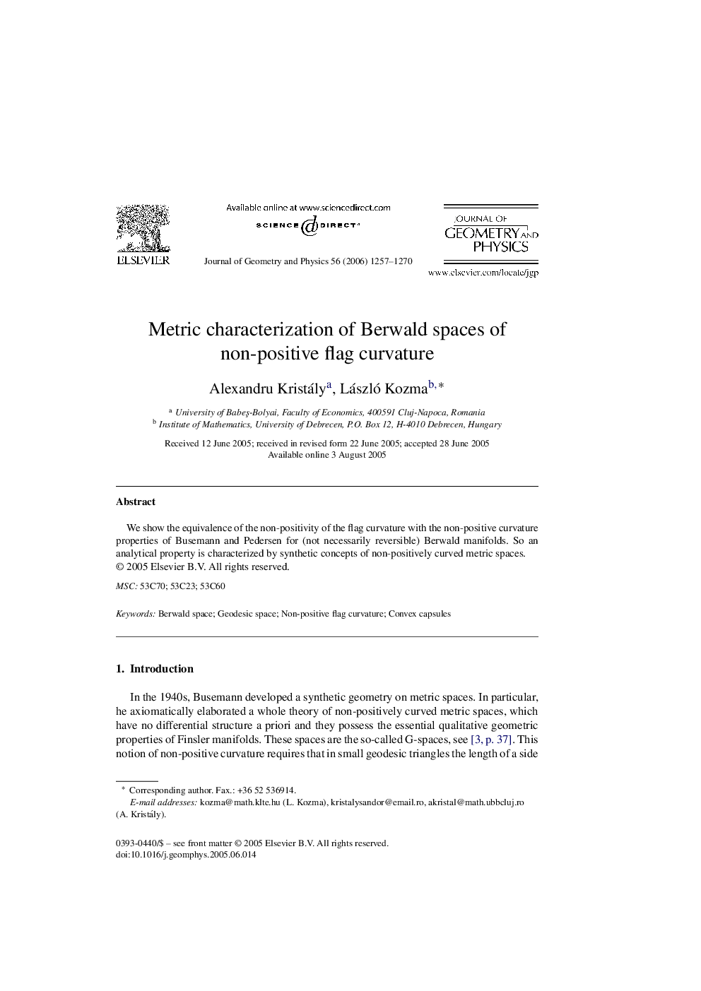 Metric characterization of Berwald spaces of non-positive flag curvature