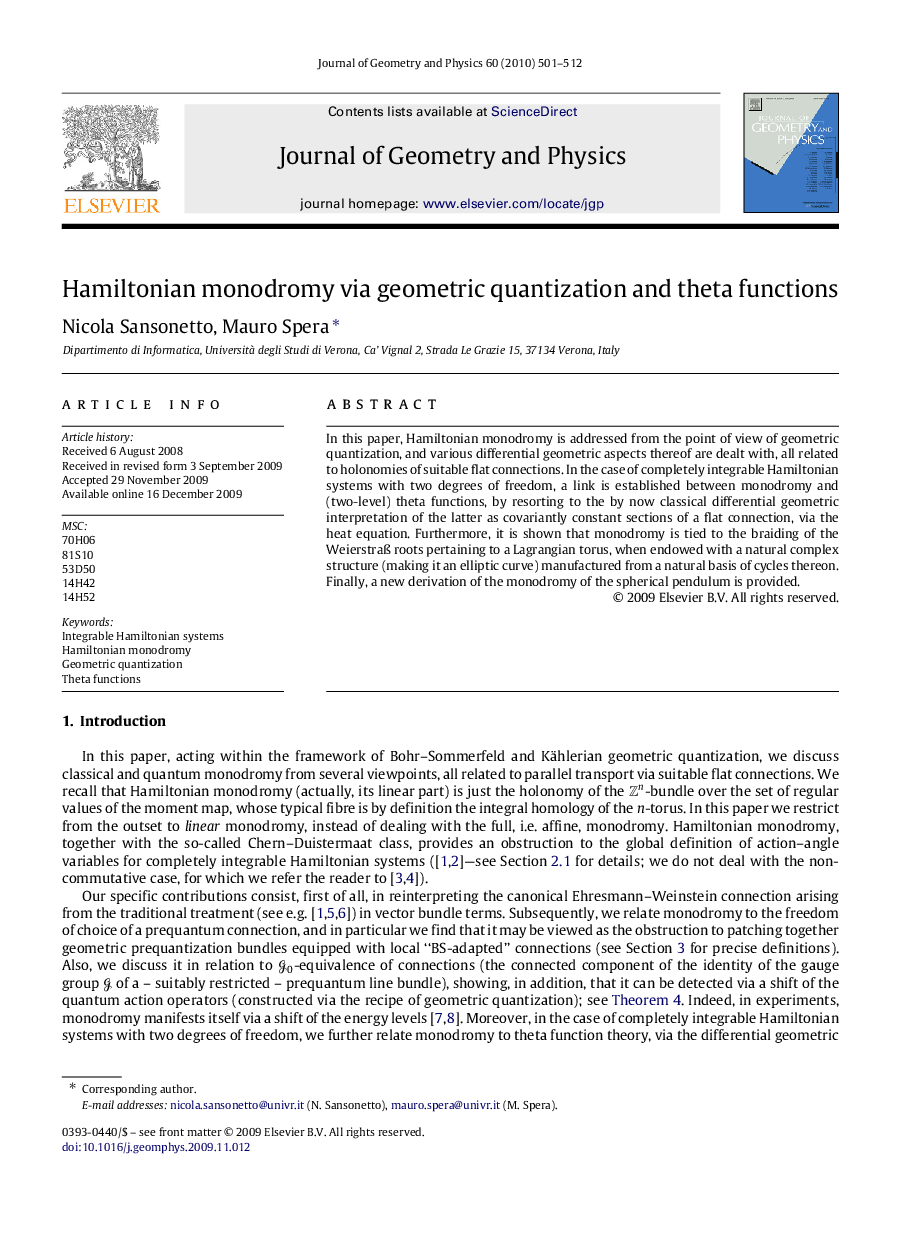 Hamiltonian monodromy via geometric quantization and theta functions