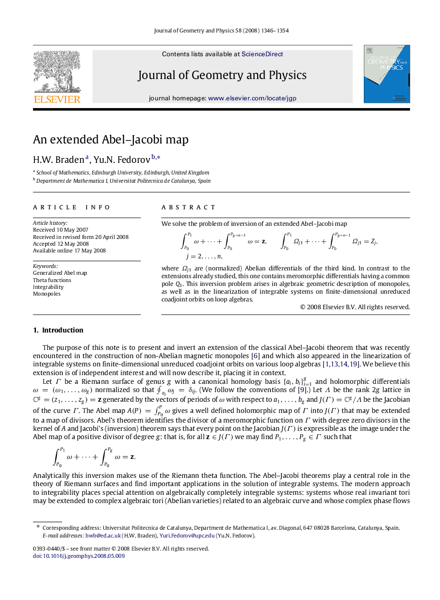 An extended Abel–Jacobi map