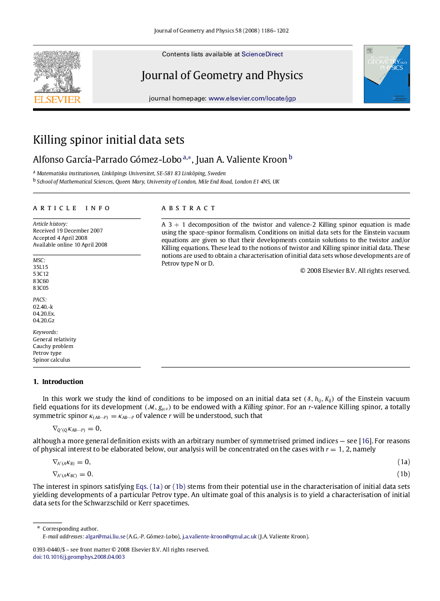 Killing spinor initial data sets