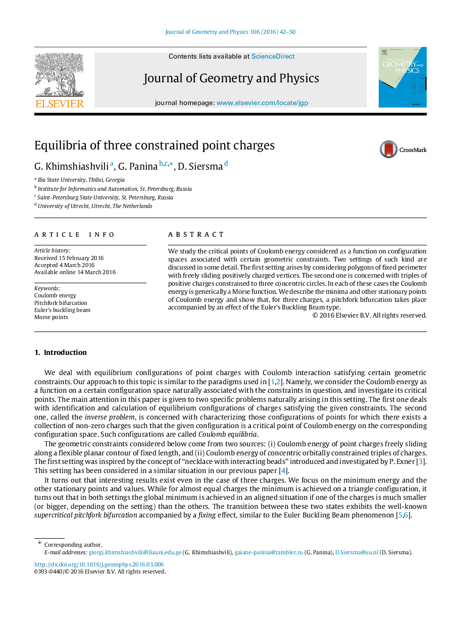 Equilibria of three constrained point charges