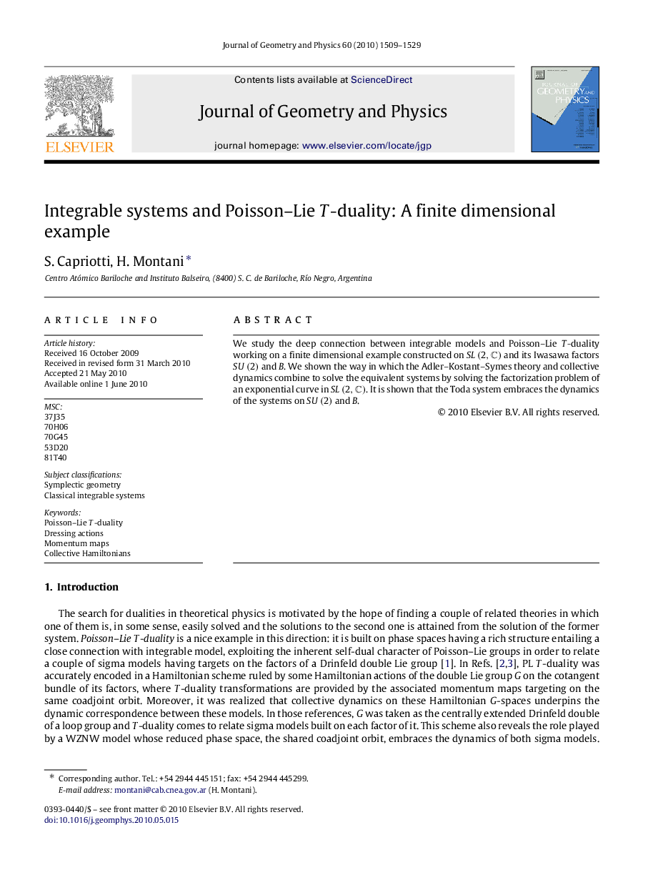 Integrable systems and Poisson-Lie T-duality: A finite dimensional example