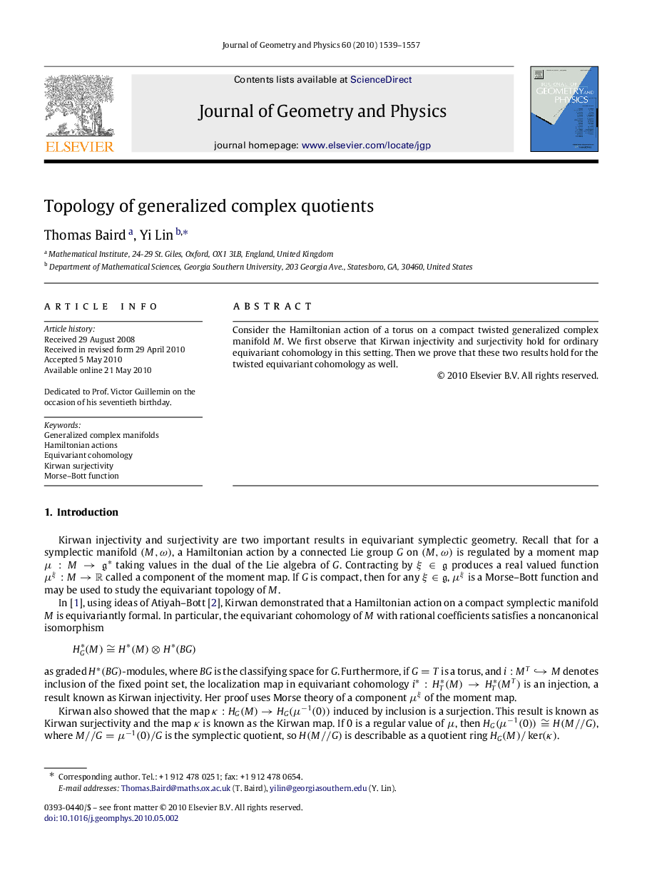 Topology of generalized complex quotients