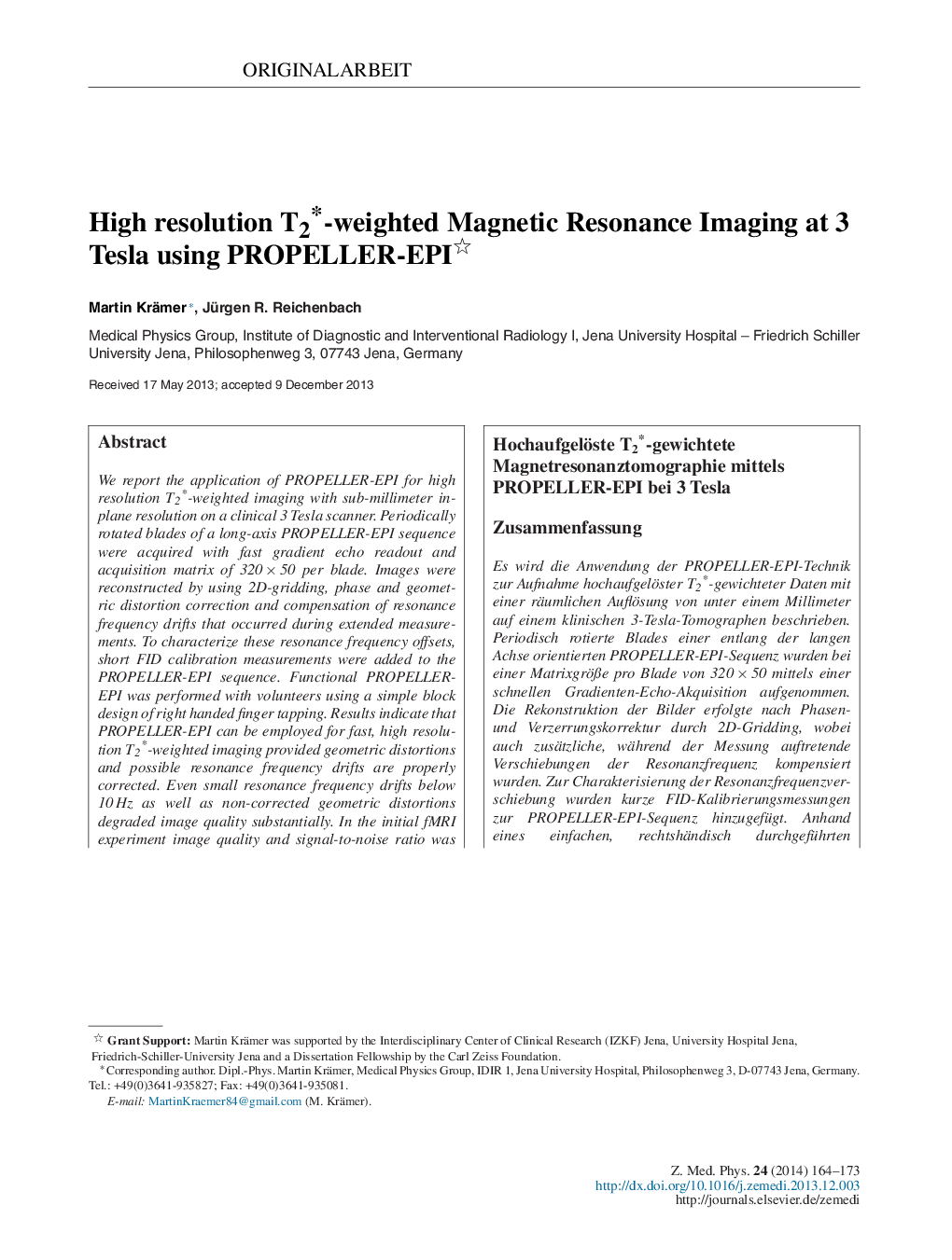 High resolution T2*-weighted Magnetic Resonance Imaging at 3 Tesla using PROPELLER-EPI 