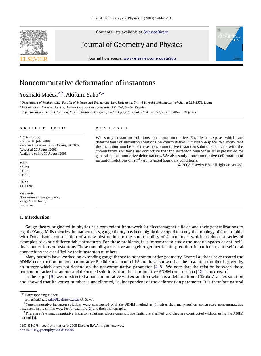 Noncommutative deformation of instantons