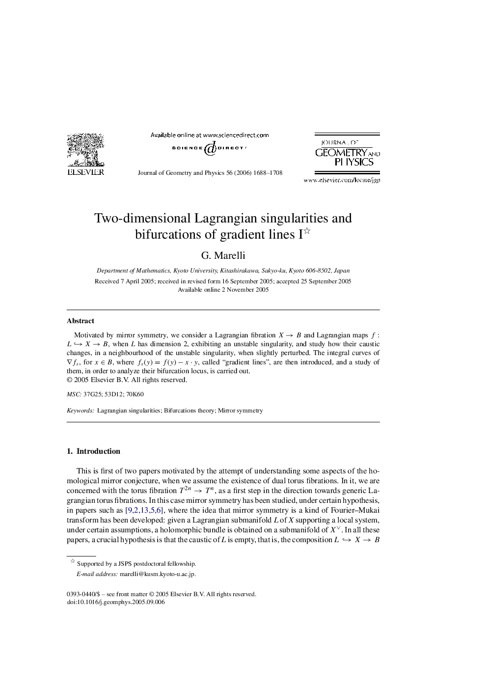 Two-dimensional Lagrangian singularities and bifurcations of gradient lines I 