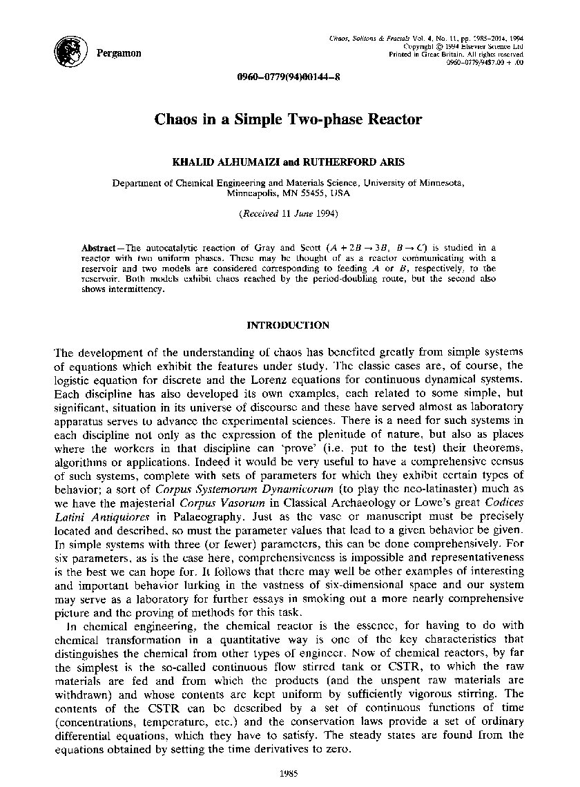 Chaos in a simple two-phase reactor