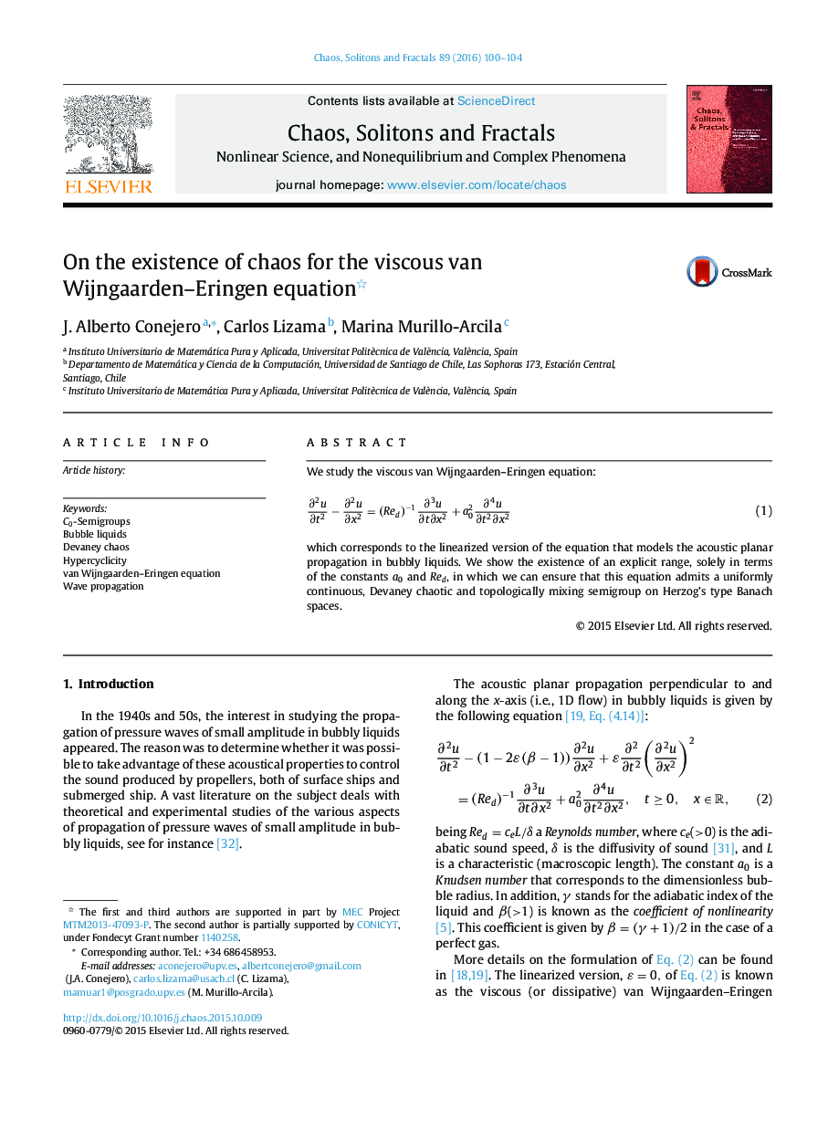 On the existence of chaos for the viscous van Wijngaarden–Eringen equation 