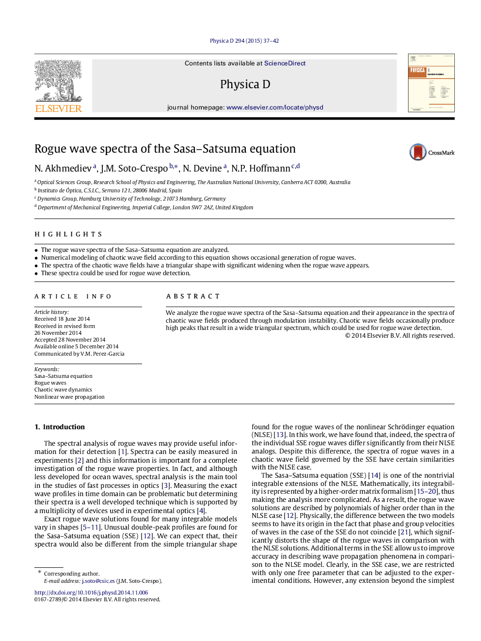 Rogue wave spectra of the Sasa–Satsuma equation