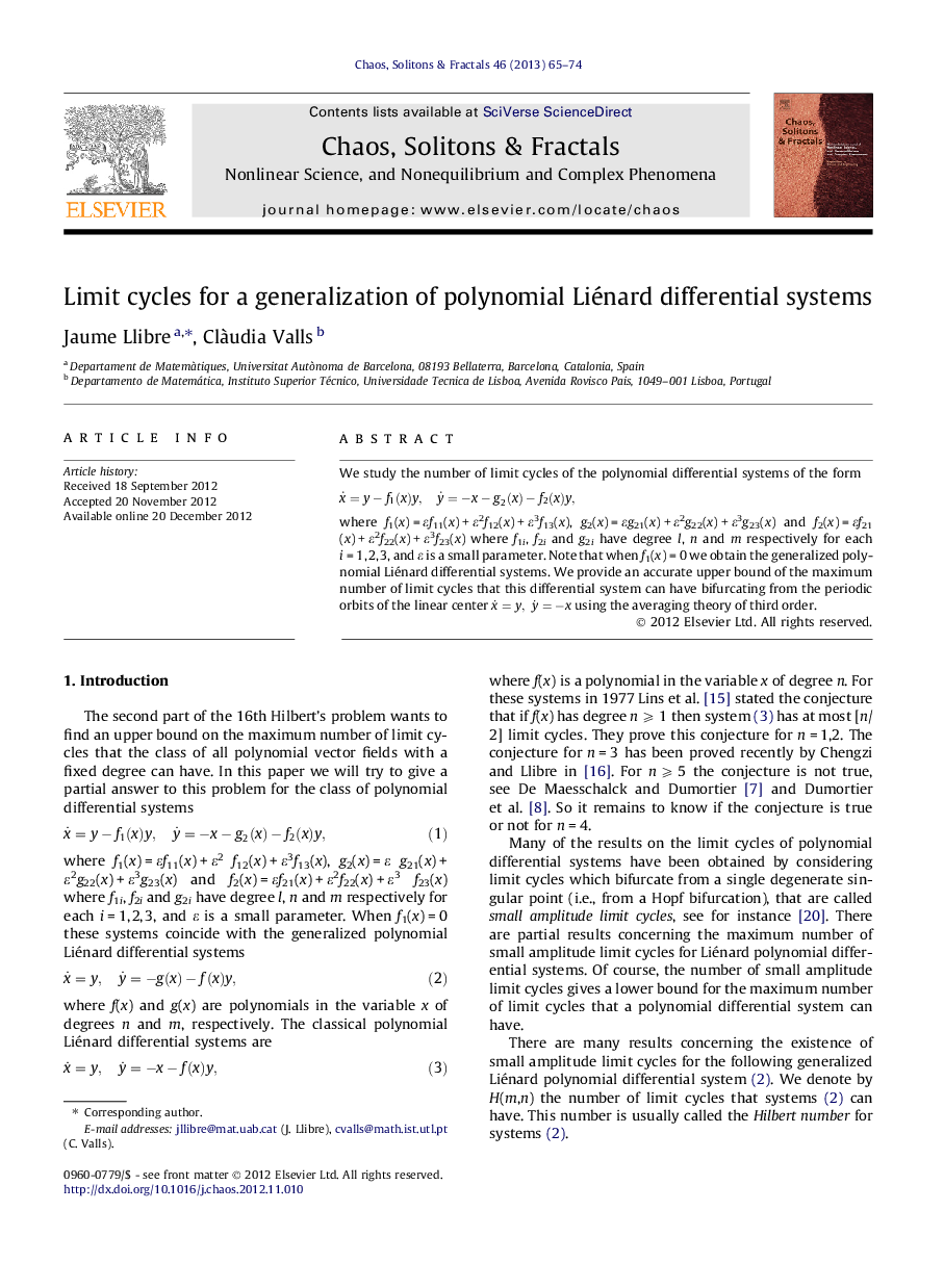 Limit cycles for a generalization of polynomial Liénard differential systems