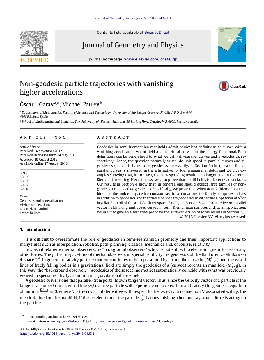 Non-geodesic particle trajectories with vanishing higher accelerations