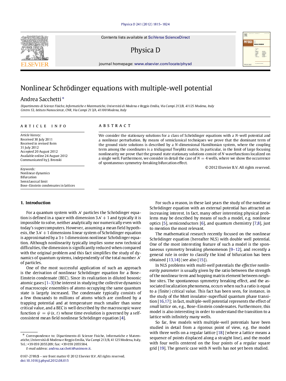 Nonlinear Schrödinger equations with multiple-well potential