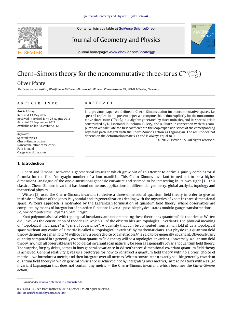 Chern–Simons theory for the noncommutative three-torus C∞(TΘ3)