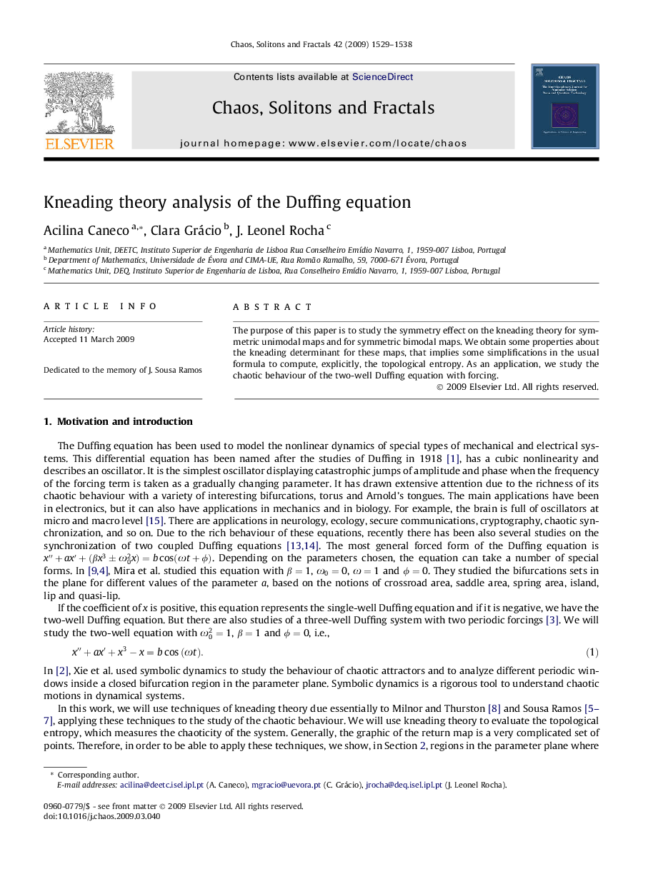 Kneading theory analysis of the Duffing equation