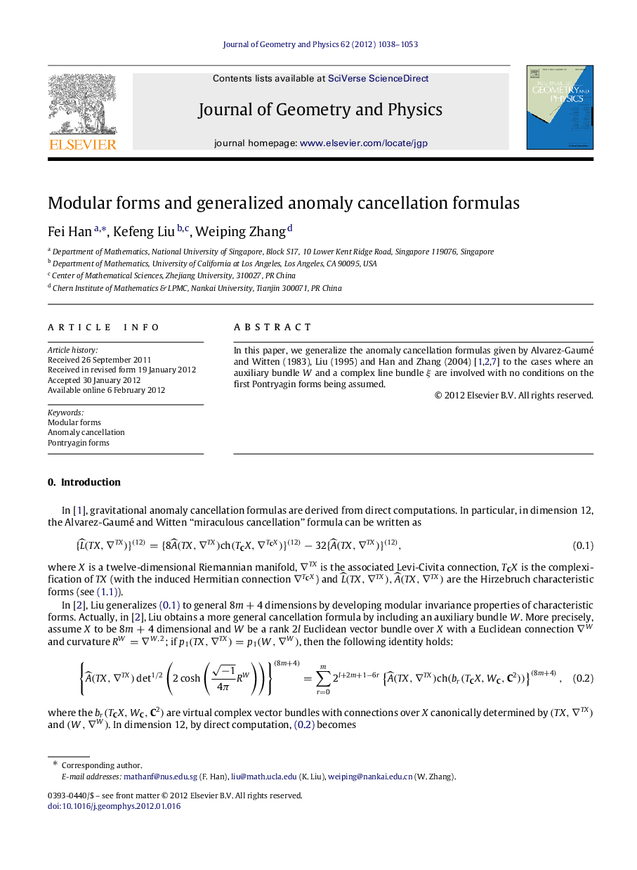 Modular forms and generalized anomaly cancellation formulas